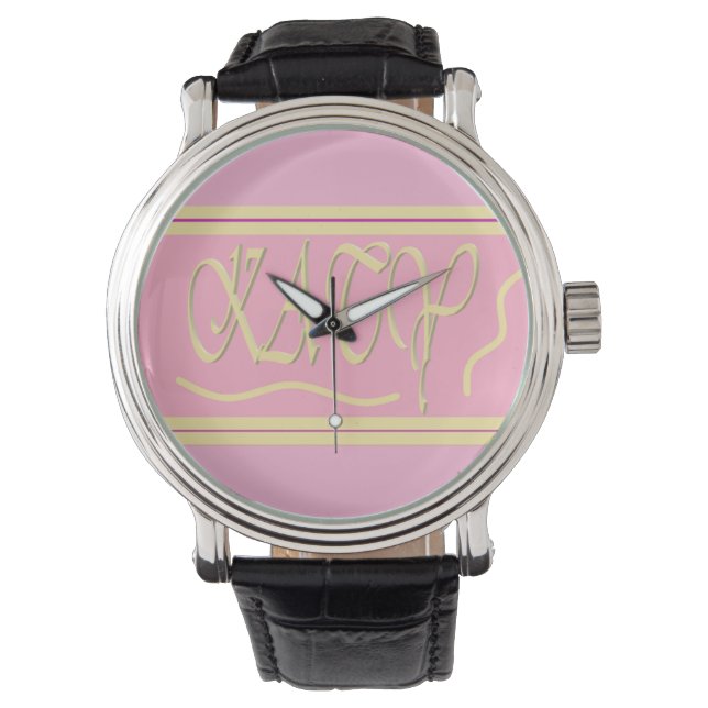 Rosa und glatte Creme Armbanduhr (Vorderseite)