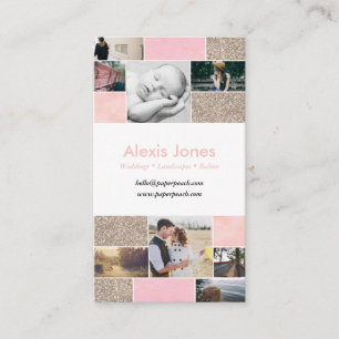 Rosa und Glitzer Gold Fotograf Business Card Visitenkarte