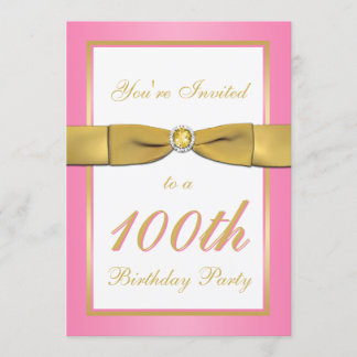 Rosa und Gold100. Geburtstags-Einladung Einladung