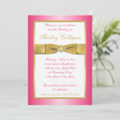 Rosa und Gold65. Geburtstags-Einladung Einladung (Stehend Vorderseite)