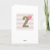 Rosa und Gold 2. Geburtstagskarte Karte (Rückseite)