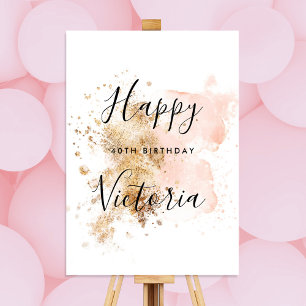 Rosa und Gold 40. Geburtstag Party Begrüßungszeich Poster