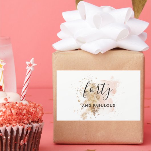 Rosa und Gold 40. Geburtstag Rechteckiger Aufkleber (Party)