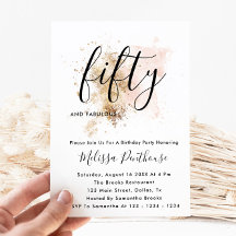 Rosa und Gold 50. Geburtstag Einladungen