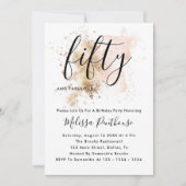 Rosa und Gold 50. Geburtstag Einladungen (Vorderseite)