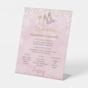 Rosa und Gold 55 und köstliche Cocktails Menu für  Sockelschild