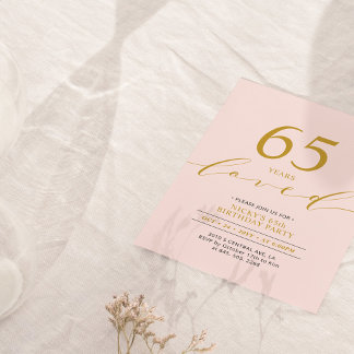 Rosa und Gold | 65 Years Loved 65. Geburtstagspart Einladung