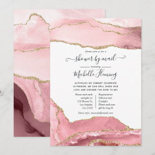 Rosa und Gold Achat-Baby-Shower per Post Einladung