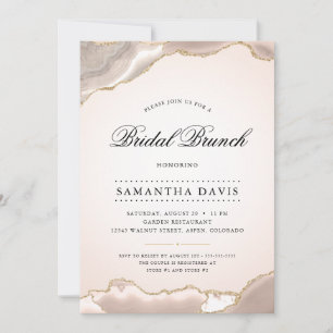 Rosa und Gold Achat Elegantes Braut-Brunch Einladung