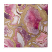 Rosa und Gold Achat Geode abstrakte Harzkunst Fliese (Vorderseite)