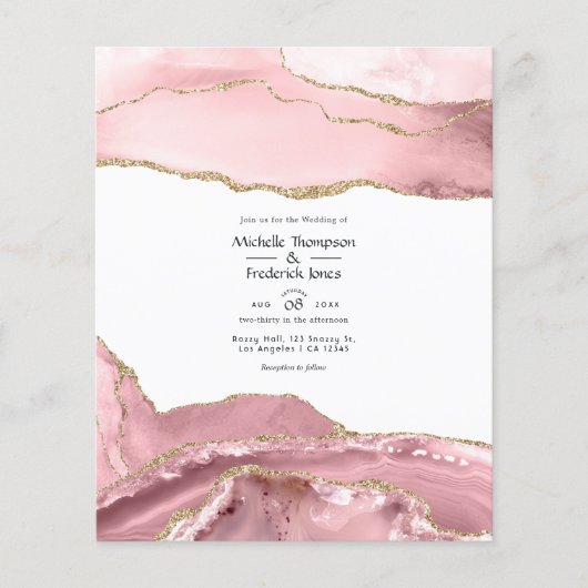 Rosa und Gold Achat Hochzeit Flyer (Vorne)