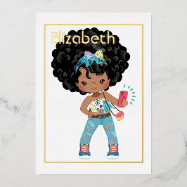 Rosa und Gold Afrikanische Selfie Geburtstag Folieneinladung