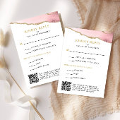 Rosa und Gold Agate Bat Mitzvah Vertikal RSVP Karte