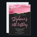 Rosa und Gold Agate Black Bold 30. Geburtstag Einladung<br><div class="desc">Ein modernes,  glamouröses handgeschriebenes Skript,  das zum 30. Geburtstag einlädt. Sie können diese Einladung für eine weitere Meilenstein Geburtstagsfeier anpassen. Das Gerät ist mit einem goldenen Glitzer und rosa agate Grafik-Image ausgestattet,  das wie ein Foto gedruckt wird. Die Hintergrund- und Schriftart-Farben sind anpassbar.</div>