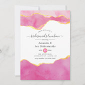 Rosa und Gold Agate Bridesmaids Luncheon Einladung (Vorderseite)