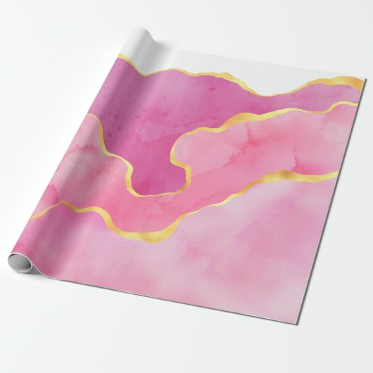 Rosa und Gold Agate Geschenkpapier (Ungerollt)