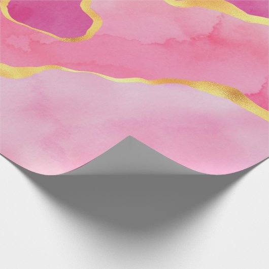 Rosa und Gold Agate Geschenkpapier (Ecke)