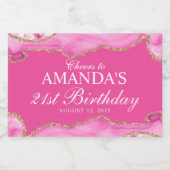 Rosa und Gold-Agate-Marmor Schaumweinetikett (Einzelnes Label)