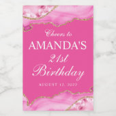 Rosa und Gold-Agate-Marmor Weinetikett (Einzelnes Label)