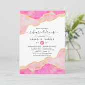 Rosa und Gold Agate Probe Dinner Einladung (Stehend Vorderseite)