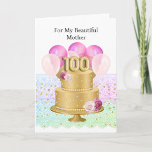 Rosa und Gold Alles Gute zum 100. Geburtstag Karte