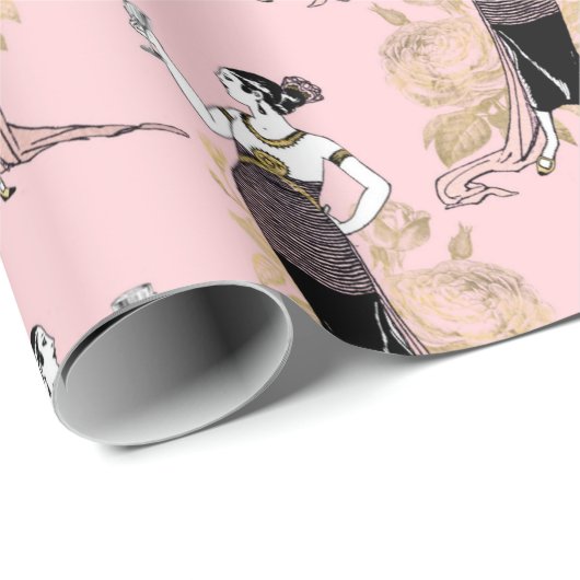Rosa und Gold Art Deco Geschenkpapier (Rolleneckpunkt)