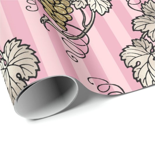 Rosa und Gold Art Deco Geschenkpapier (Rolleneckpunkt)