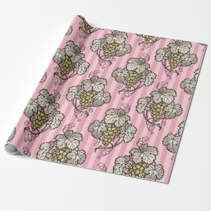 Rosa und Gold Art Deco Wein Thema Geschenkpapier