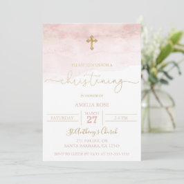 Rosa und Gold Baby Christening Invitation Girl Einladung