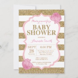 Rosa und Gold Baby Dusche Einladung Glitzer