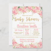 Rosa und Gold Baby Dusche Einladungen für Mädchen (Vorderseite)
