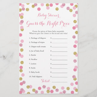 Rosa und Gold Baby Dusche Preis Richtige Spielkart