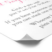 Rosa und Gold Baby Dusche Say Baby Game Sign Poster (Ecke)