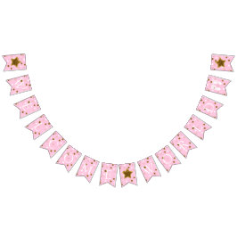 Rosa und Gold Baby Dusche Willkommen World Footpri Wimpelkette