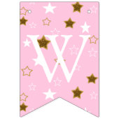 Rosa und Gold Baby Dusche Willkommen World Footpri Wimpelkette (Zweite Fahne)