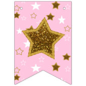 Rosa und Gold Baby Dusche Willkommen World Footpri Wimpelkette (Erste Fahne)