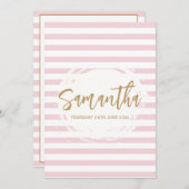 Rosa und Gold Bat Mizwa Einladung (Vorne/Hinten)