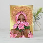 Rosa und Gold Black Birthday Party Folieneinladung (Stehend vorne)