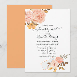 Rosa und Gold Blumen Baby Shower per Post Einladung