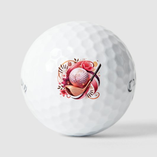 Rosa und Gold, Blütenfarben Golfball (Vorderseite)