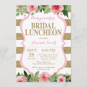 Rosa und Gold Bridal Luncheon Einladung Glitzer