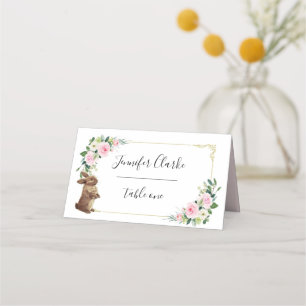 Rosa und Gold Bunny Rabal Bloral Platzkarte