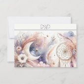 Rosa und Gold Celestial Moon Response Card (Vorderseite)