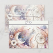 Rosa und Gold Celestial Moon Response Card (Vorne/Hinten)