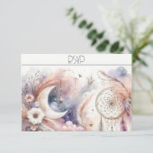 Rosa und Gold Celestial Moon Response Card (Stehend Vorderseite)