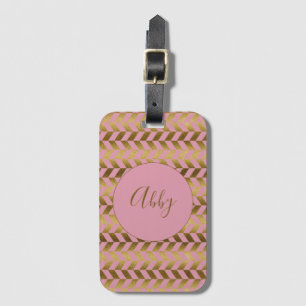 Rosa und Gold Chevron Personalisiert Gepäckanhänger