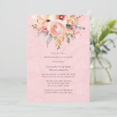 Rosa und Gold Chic Florals Bridesmaids Luncheon Einladung (Stehend Vorderseite)