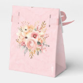 Rosa und Gold Chic Florals Hochzeit Geschenkschachtel (Rückseite)