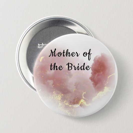 Rosa und Gold Cloud Herz Mutter der Bride Button (Vorne & Hinten)