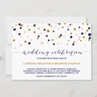 Rosa und Gold Confetti Dots Einladung Hochzeit II